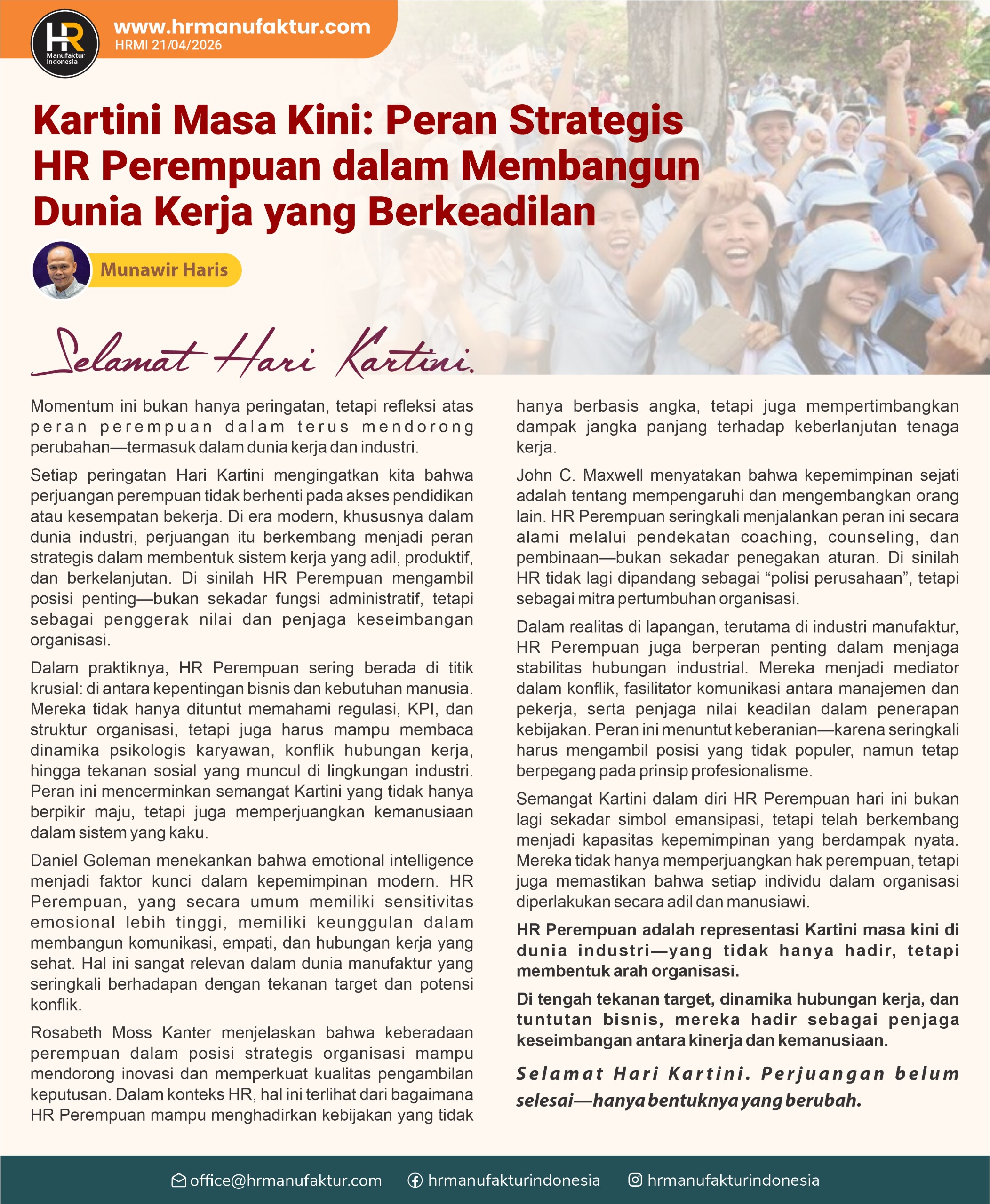 Kartini Masa Kini - Peran Strategis HR Perempuan dalam Membangun Dunia Kerja yang Berkeadilan
