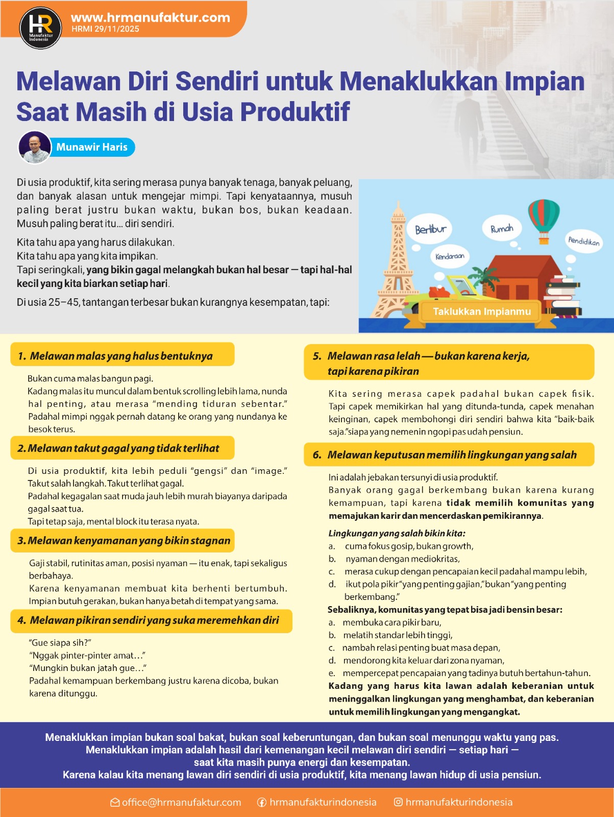 Melawan Diri Sendiri untuk Menaklukkan Impian Saat Masih di Usia Produktif