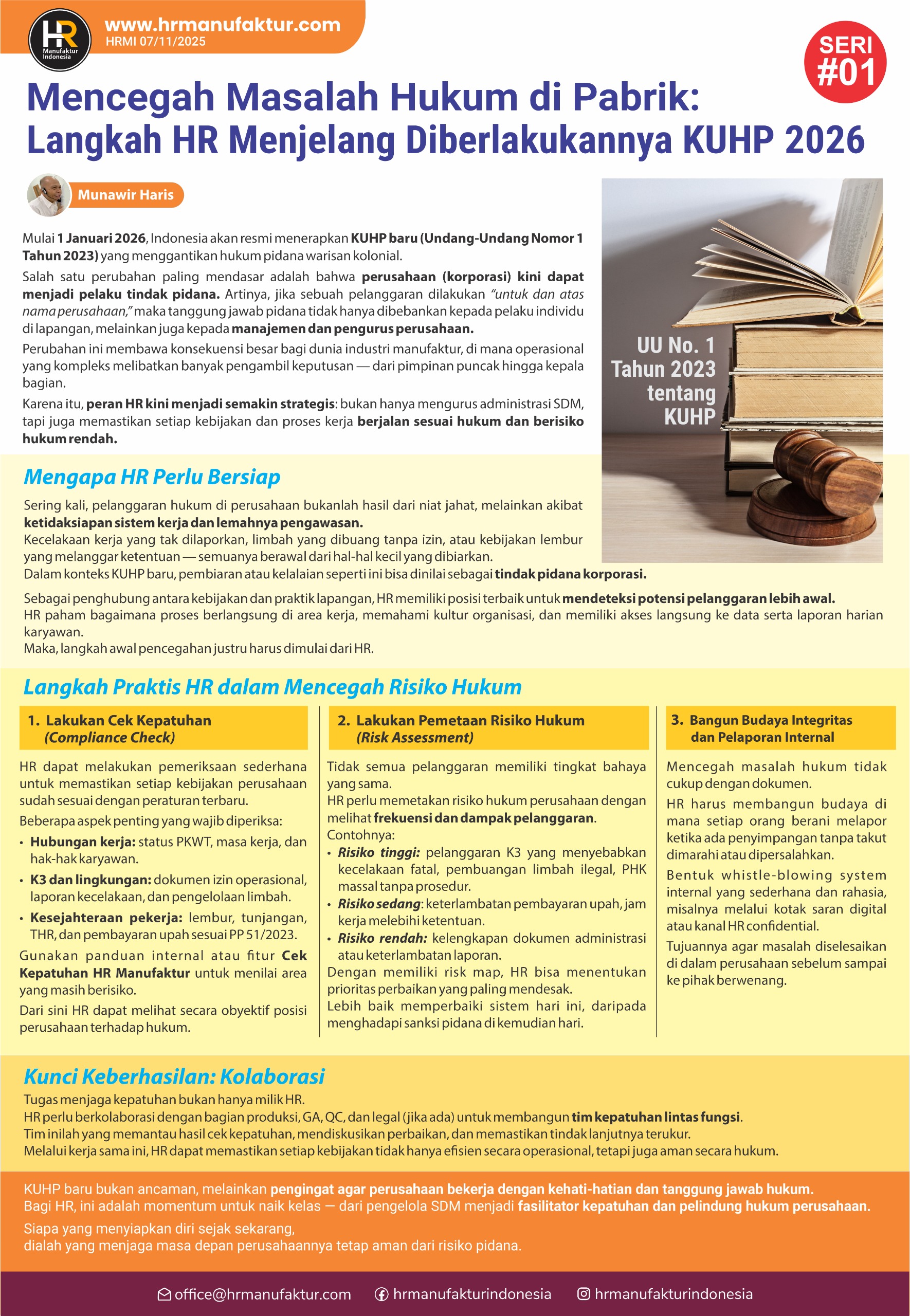 Mencegah Masalah Hukum di Pabrik Langkah HR Menjelang Diberlakukannya KUHP 2026