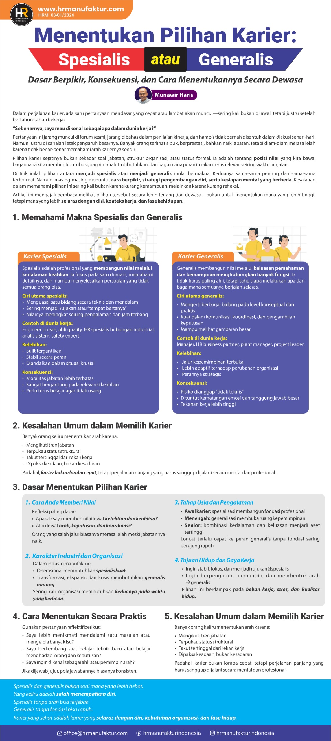 Menentukan Pilihan Karier Spesialis atau Generalis
