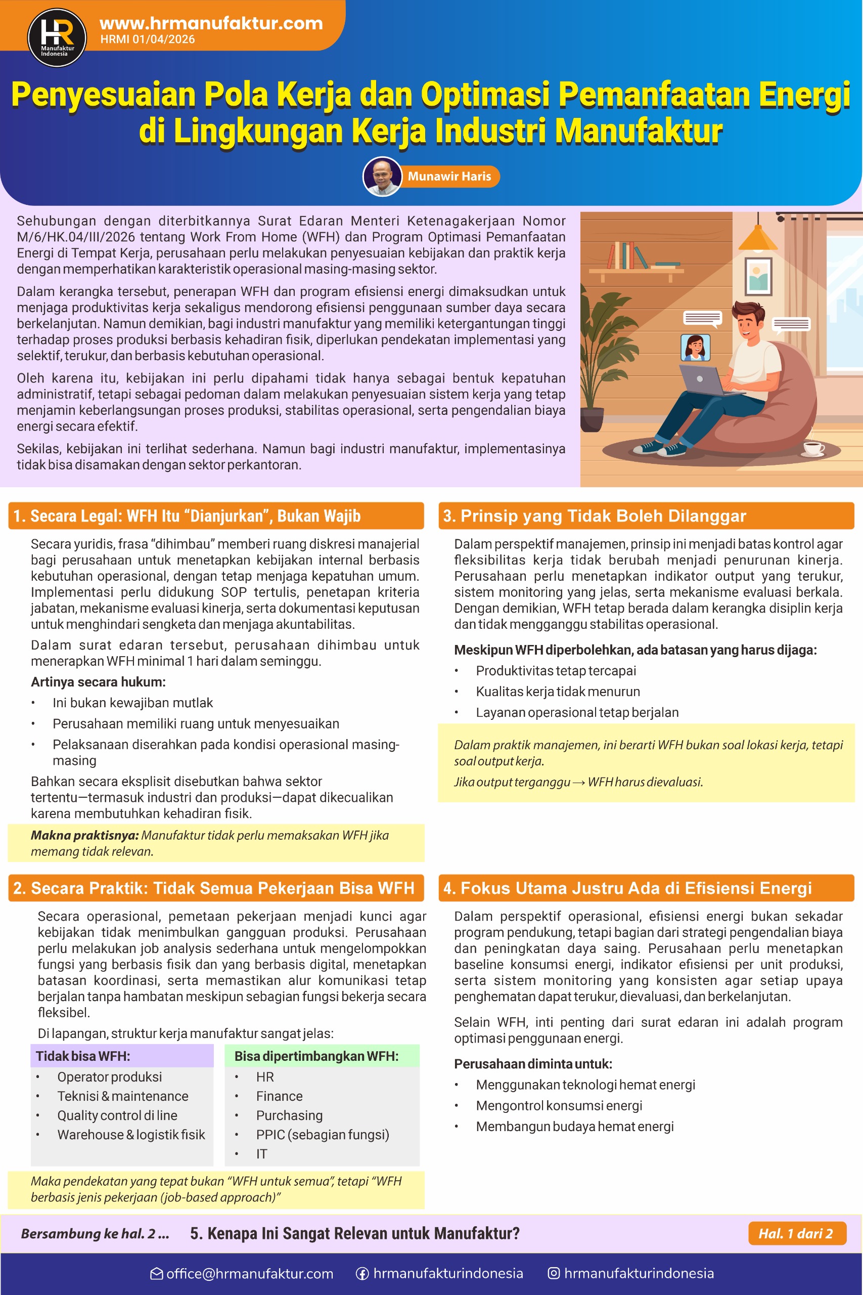 Penyesuaian Pola Kerja dan Optimasi Pemanfaatan Energi di Lingkungan Kerja Industri Manufaktur hal 1