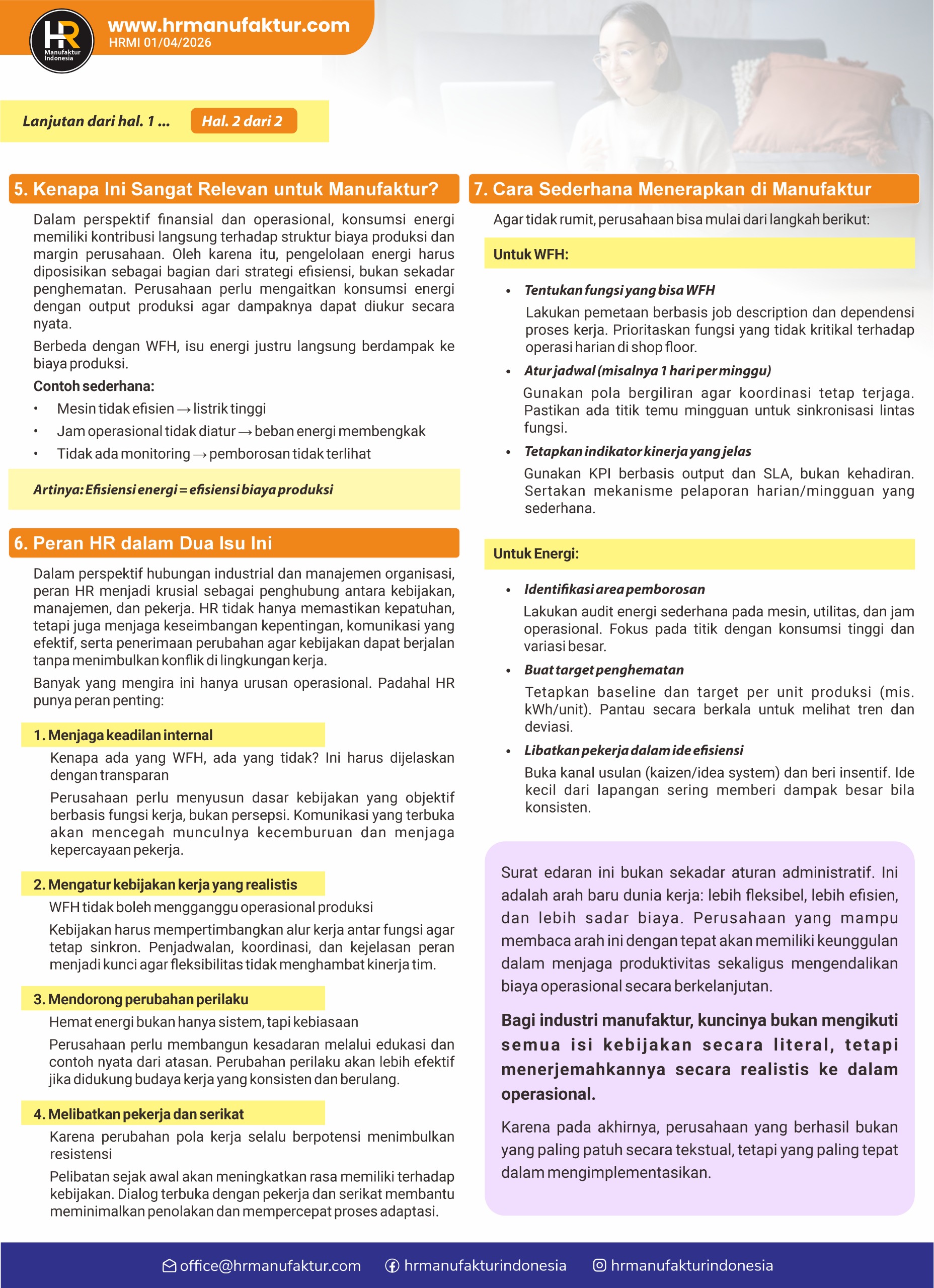 Penyesuaian Pola Kerja dan Optimasi Pemanfaatan Energi di Lingkungan Kerja Industri Manufaktur hal 2